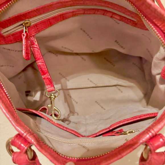 Brahmin Asher Pink Satchel with Crocodile Embossed Texture Purse - Picture 6 of 7